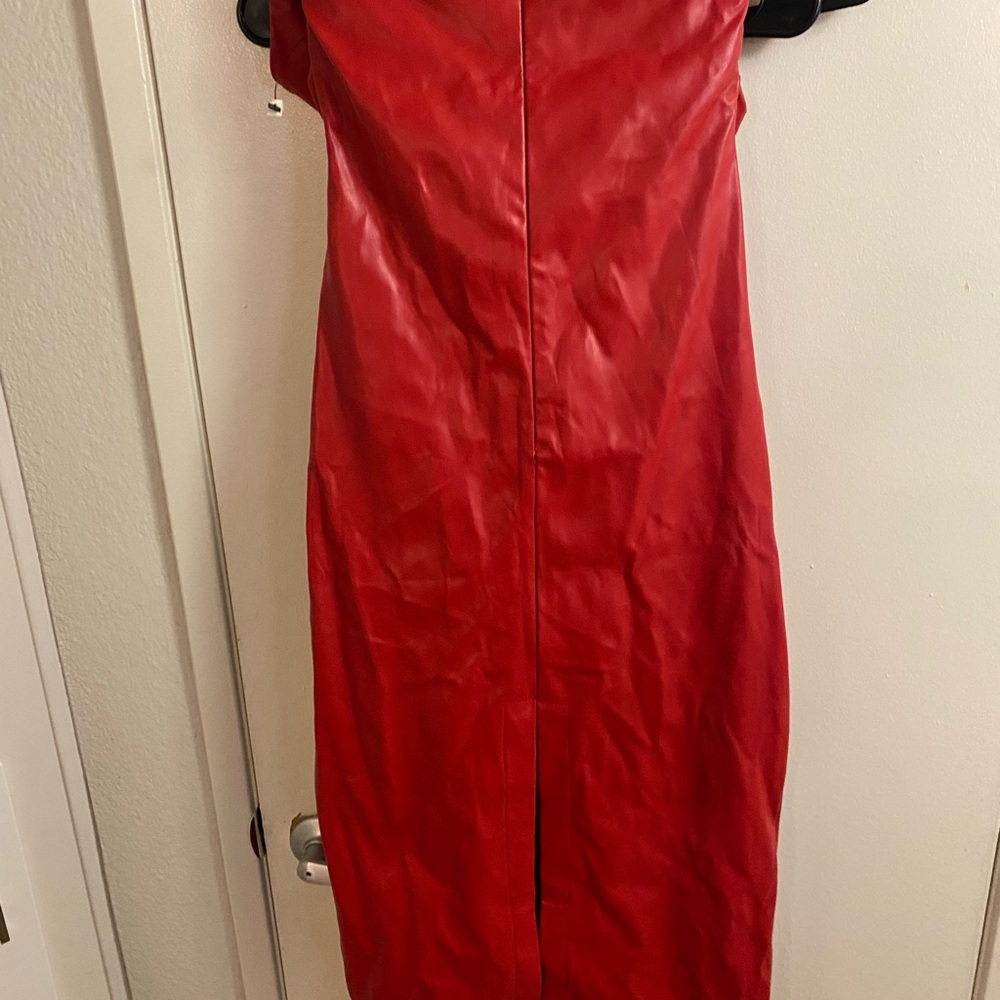 Vibrant Red Faux Leather Jacket